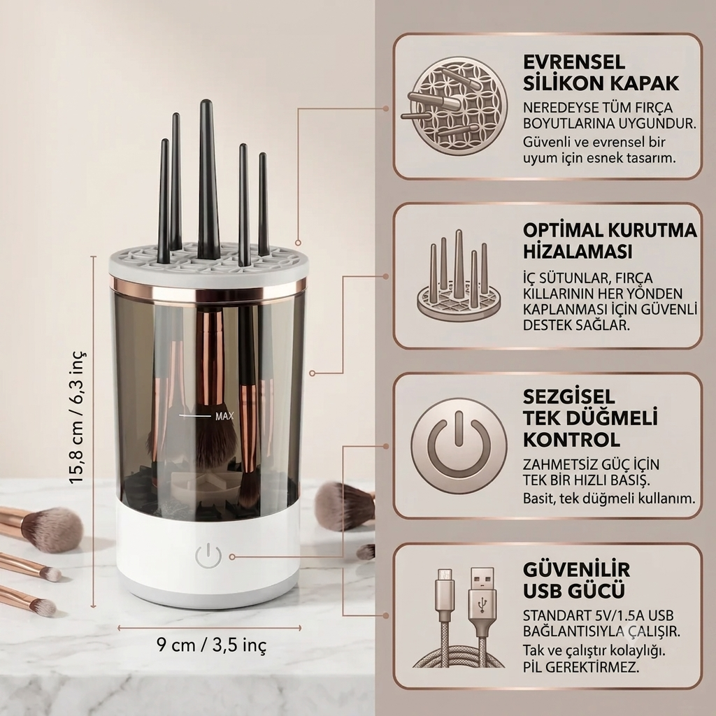 Manyetify™ - Elektrikli Makyaj Malzemesi Temizleyici